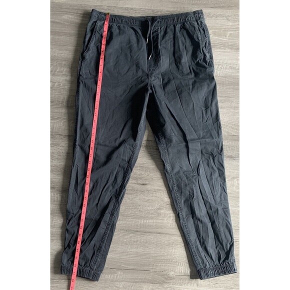 American Eagle Pants Mens Sz M Black Gray Cotton Joggers Pull On Drawstring Flex - Picture 1 of 5